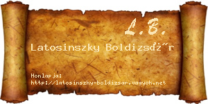 Latosinszky Boldizsár névjegykártya